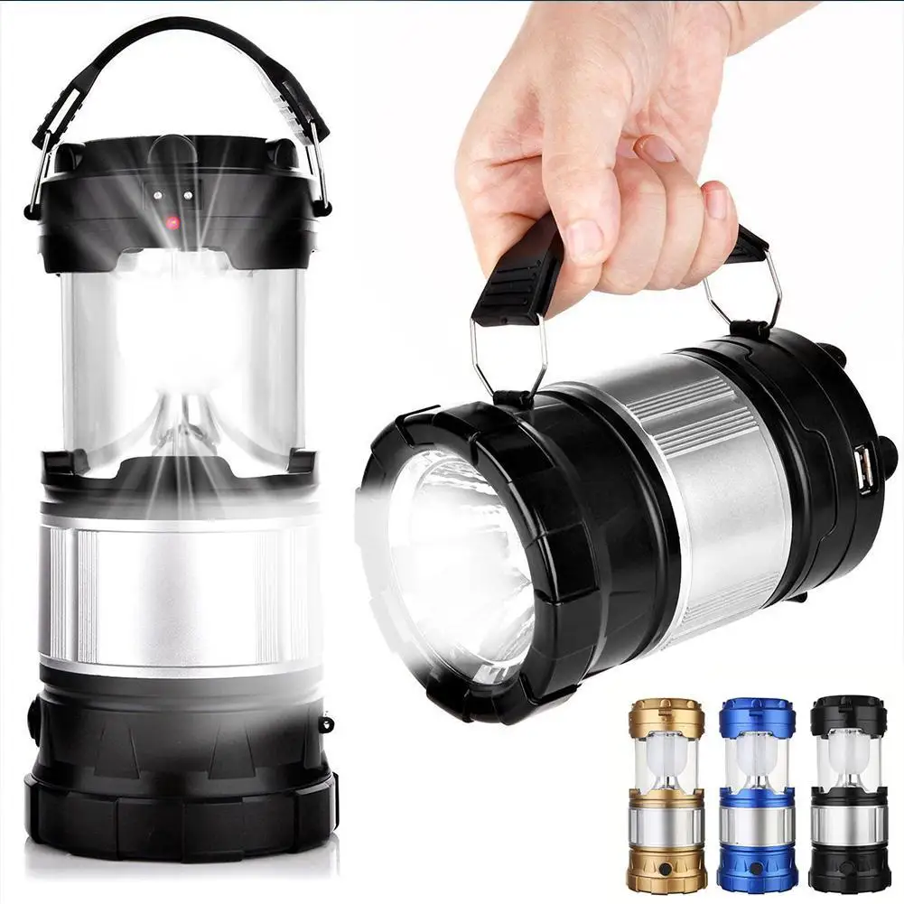 Портативный Кемпинг туризм Солнечный фонарь светильник USB перезаряжаемый