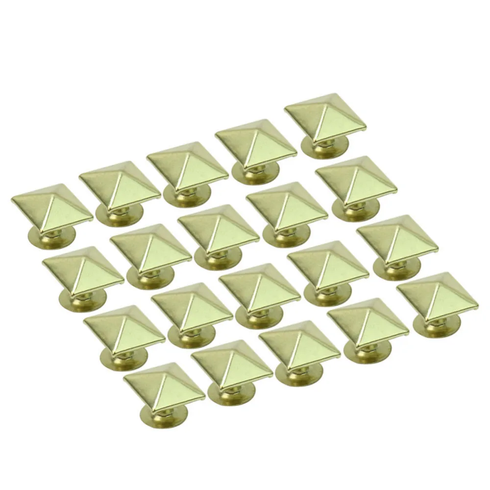50pcs/Lot 10mm Metal Gold Tone Square Pyramid Rivet Studs Spikes Punk Rock DIY Bags Shoes Clothes Decor Leathercraft New | Дом и сад