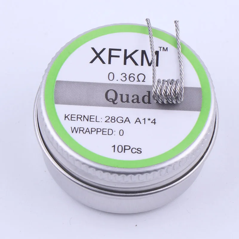 quad 0.36 XFKM плоский витой провод плавленый clapton Hive предварительно изготовленные обмоточные провода чужеродный микс витой Quad Tiger катушки нагревательное сопротивление rda катушка - Цвет: quad 0.36