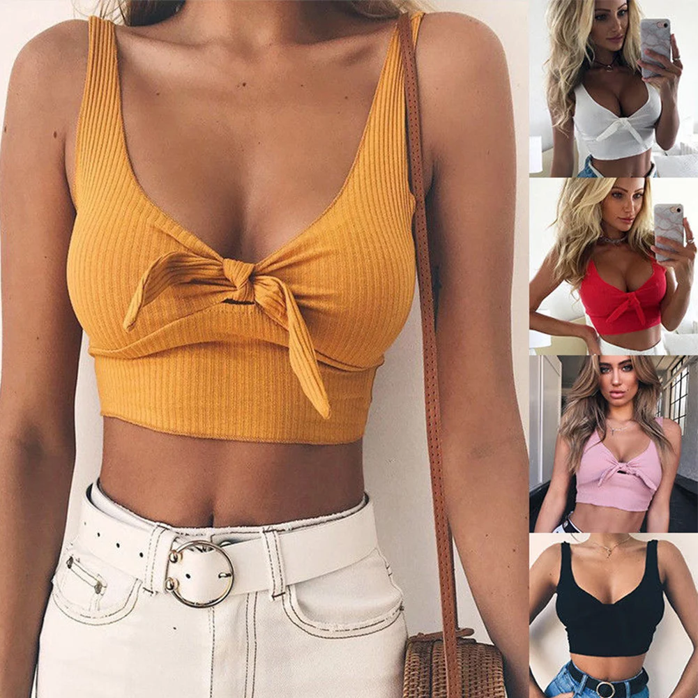 Узел Праздничная летняя блузка женская футболка Tank Crop Tops | Женская одежда
