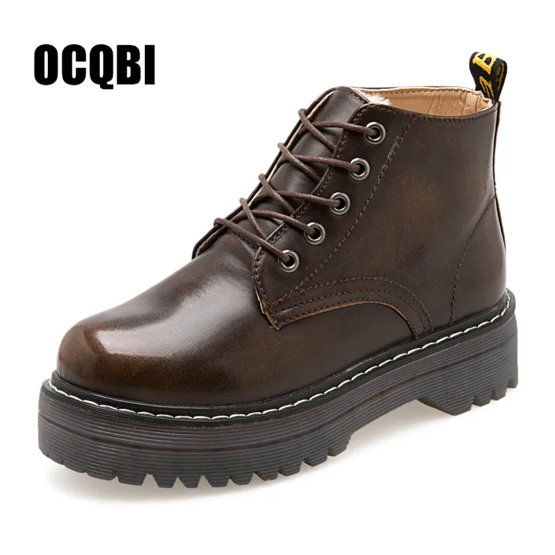 Женские ботинки martens scarpe donna; женские Ботинки martin; botines mujer; ботильоны; женские теплые зимние ботинки на меху с градиентом - Цвет: single brown