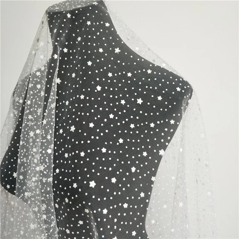 Белая сетчатая ткань со звездами одежда с кукольным лицом платье свадебная фата