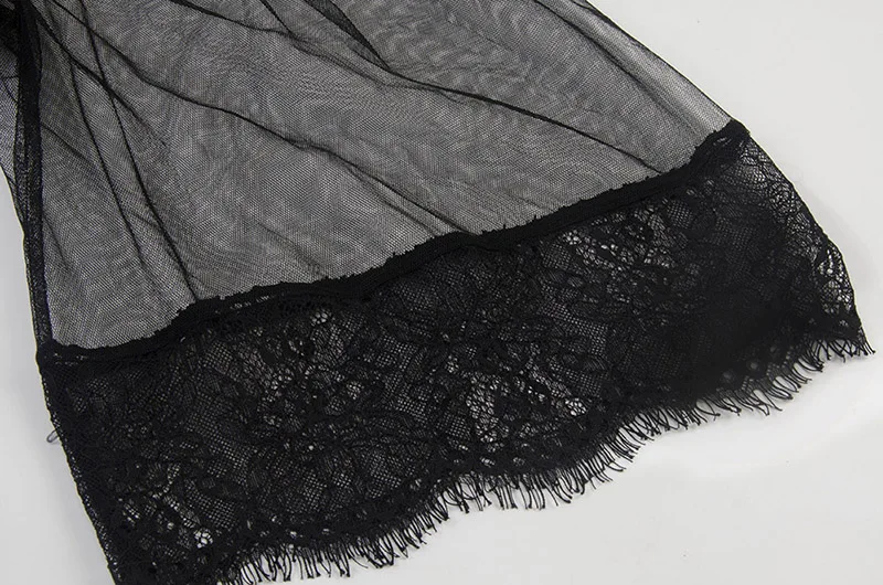 Готическое платье с плиссированной юбкой кружевное Сетчатое открытыми плечами