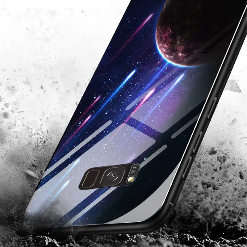 BFOLLOW Luminous Case for Samsung Galaxy S9 / Plus S8 Note 8 9 Tempered Glass Back Hard Cover |