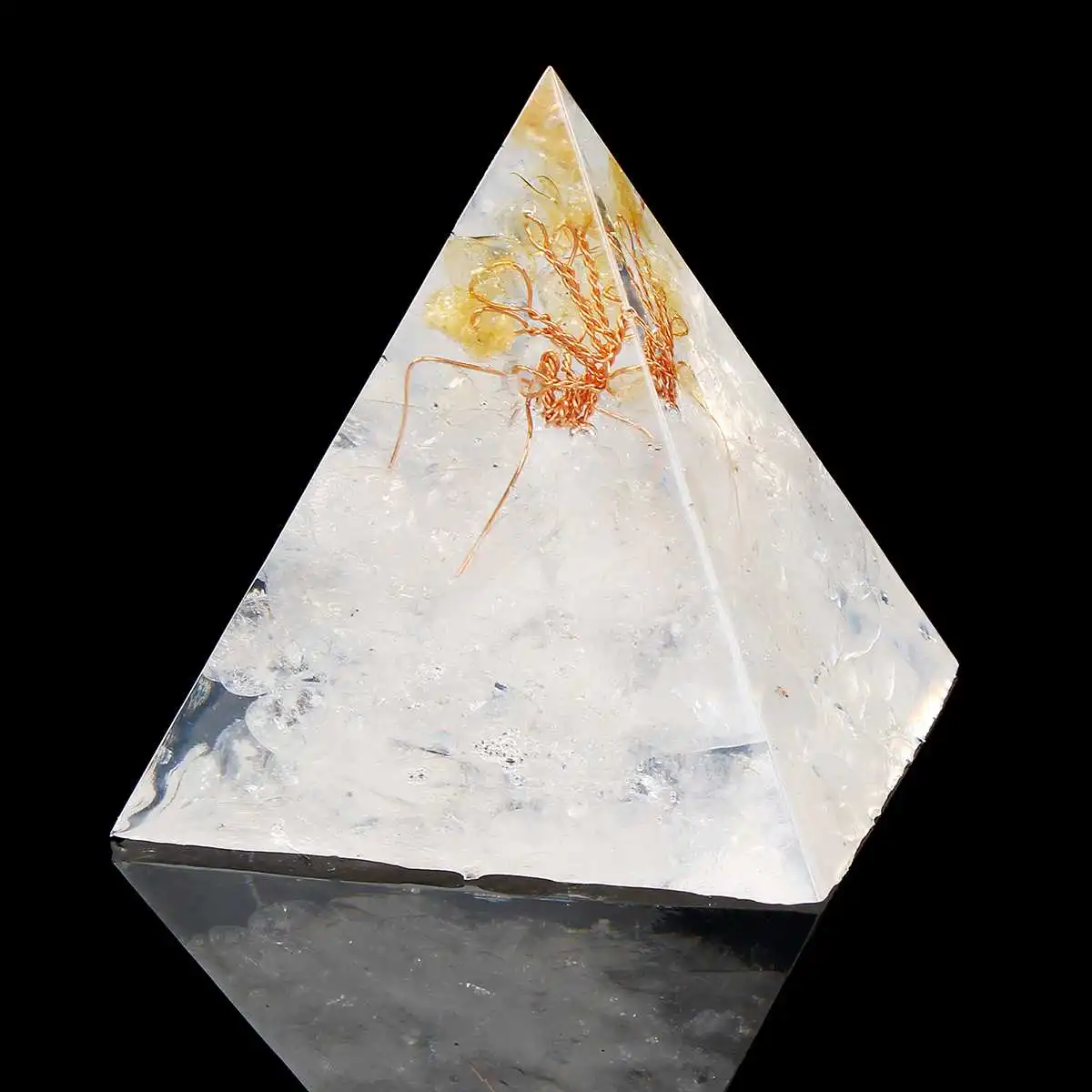 A Сбора Fortune orgonite пирамиды 55x55x65 мм рейки фэн-шуй украшения с украшением в виде кристаллов Руна Orgone аккумулятор смолы декоративное мастерство, suzani - Цвет: A