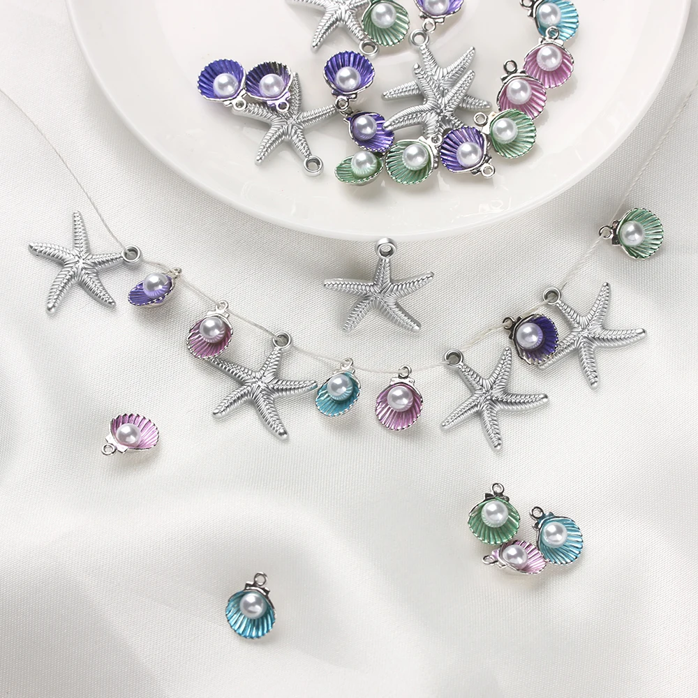 10 шт Новые амулеты милые эмалированные Подвески в виде ракушки изготовление