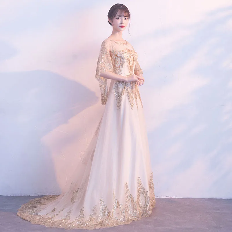 Sequins Elegant Celebrity Dresses Women Mesh Wrap Dress Perlen Kleid Shawl Sleeve Vestidos De Festa Longo Belt Evening Gown