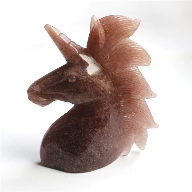 

ZW Factory Direct Sell Customized Natural Strawberry Quartz Unicorn crystal animal healing crystal unicorn decoration