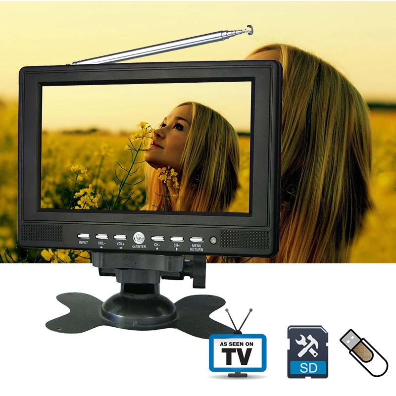 7 дюймов 720P TFT lcd светодиодный цветной Аналоговый небольшой портативный Телевизор