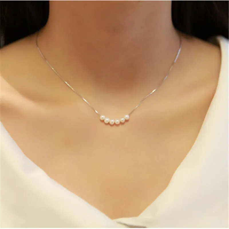 

PEISENI 100% natural freshwater pearl Pendant charm necklace AAAA Perfect Circle 925 Sterling Silver Jewelry For Women