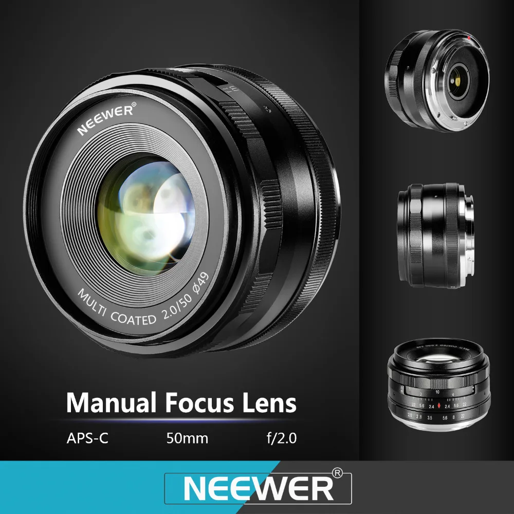 Neewer 50 мм f/2 0 ручной фокус Prime фиксированный объектив для цифровых камер OLMPUS/PANASONIC
