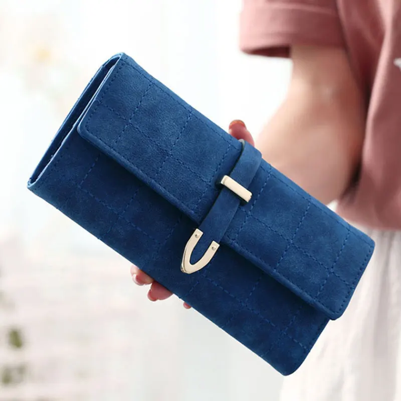 Blue Новинка, женские кошельки, женские кошельки из искусственной кожи, большая вместительность, держатели для ID карт, высокое качество, Длинный кошелек для телефона, клатч, Carteras - Цвет: Blue