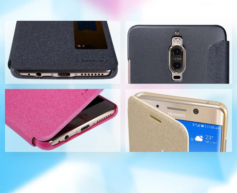 Для Huawei Коврики 9 Pro Флип кожаный чехол Nillkin Sparkle Leather Case для с в розницу Вышивка