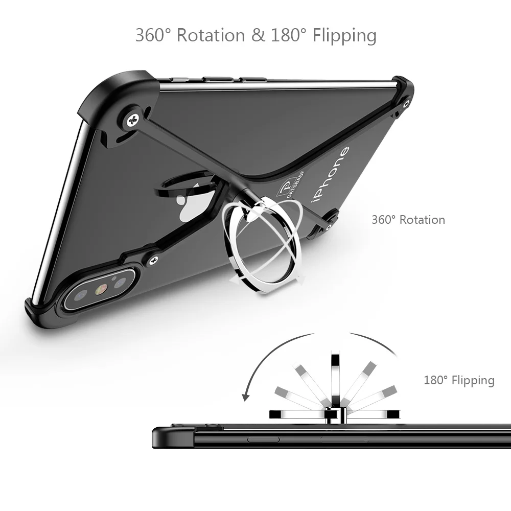 X Shape with Ring Holder case For iPhone XS Shell for MAX Case Metal Bumper With Gift Glass Film | Мобильные телефоны и