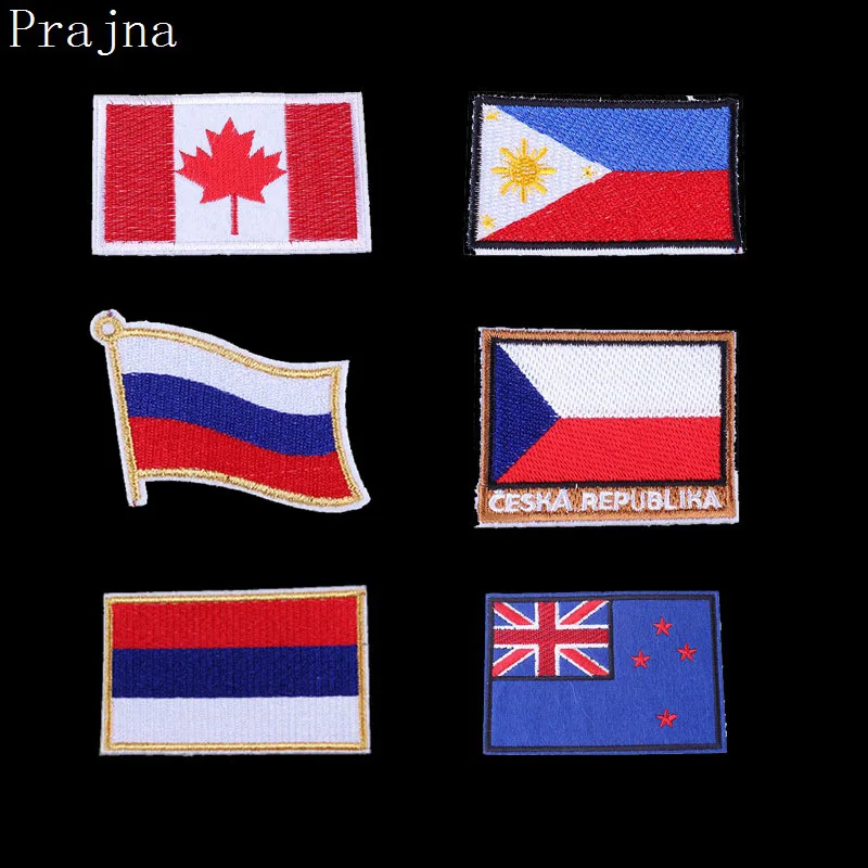 Prajna Cheap Embroidered Patches Iron On Stickers Country Flag Appliques Canada Japan Cartoon For Clothing Decor | Дом и сад