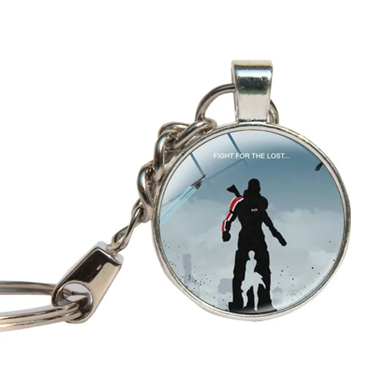 Mass Effect Inspired N7 брелок Горячая игра подарки для бойфренда стеклянный кабошон брелок стеклянный купол для ключа кольцо ювелирные изделия держатель для ключей - Цвет: As Shown