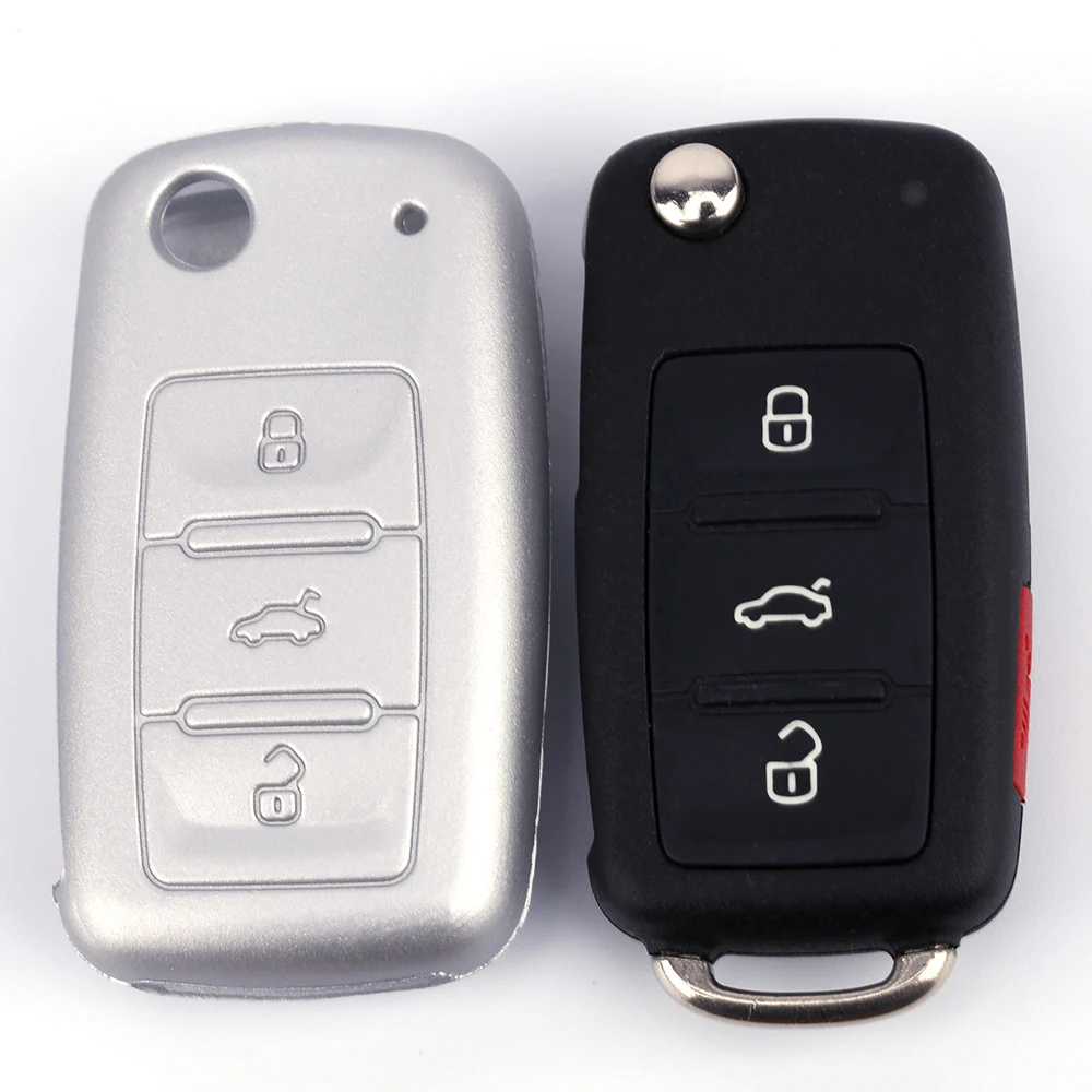 2018 3 Buttons Silicone Car Key Cover Case For Golf Bora Jetta POLO Passat Skoda Superb Octavia Fabia SEAT Ibiza Leon | Автомобили и