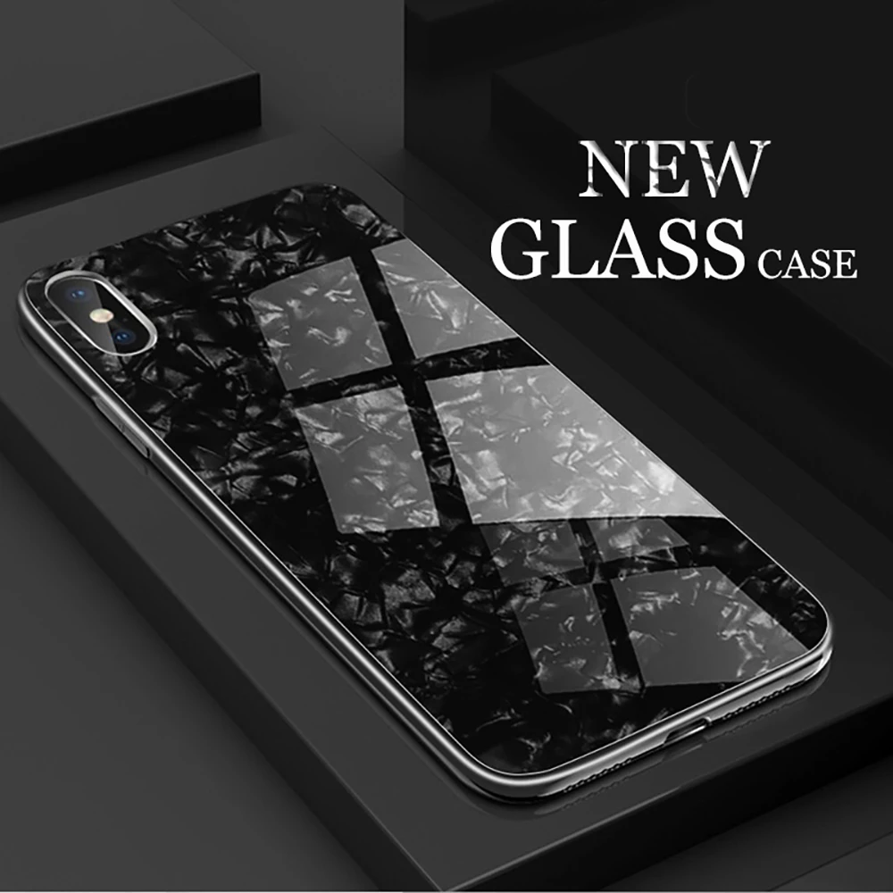 Luxury Tempered Glass Back Cover Case For iPhone X XR XS Max Shockproof Glitter Sparkling Soft Edge 5 SE 6 6S 7 8 plus |