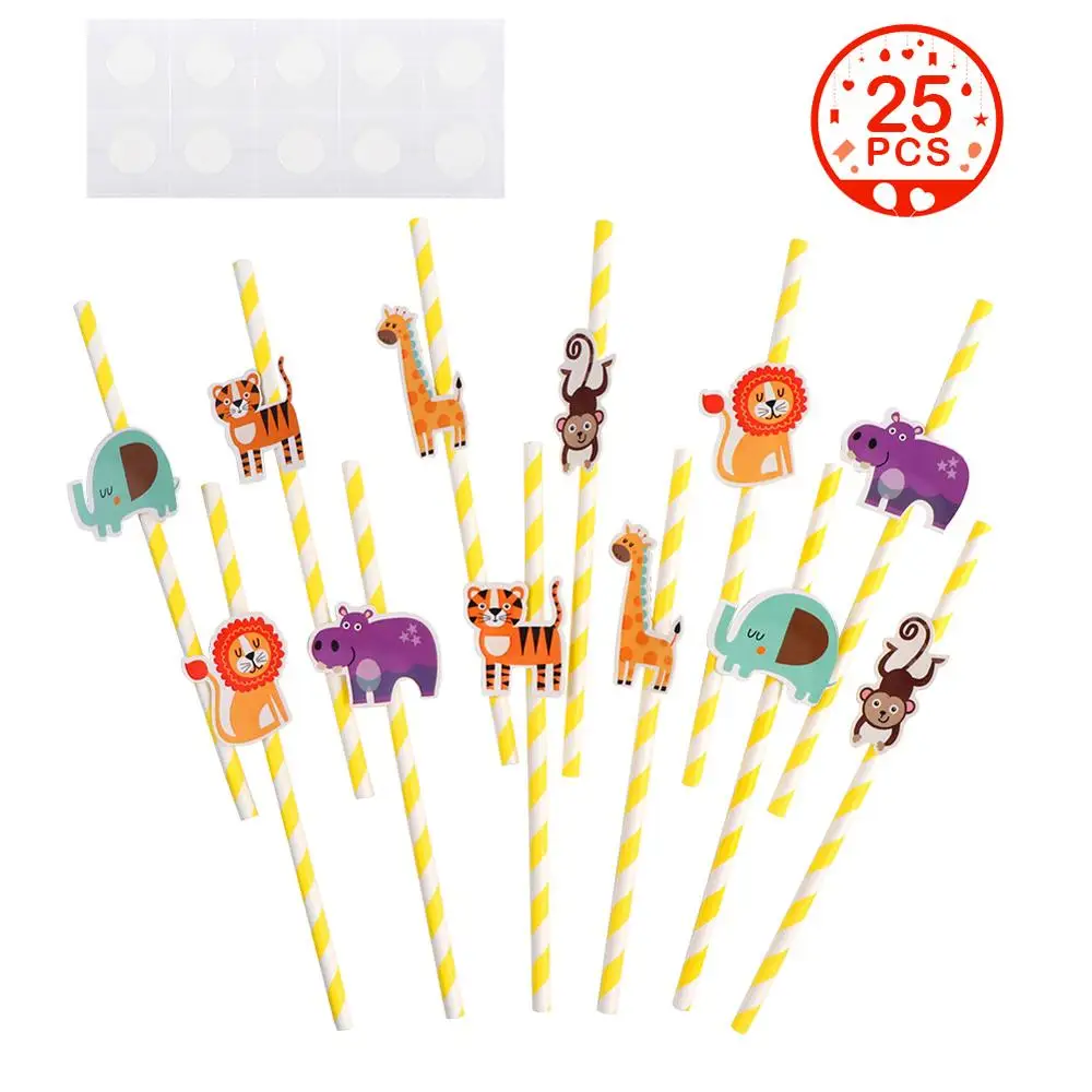 YLW Animal Straw Вечерние подарочные коробки с фруктами, арбузом, ананасом, Подарочная коробка, Пальмовые Листья, для летней вечеринки, для дня рождения, украшения для вечеринки в гавайском стиле - Цвет: YLW Animal Straw