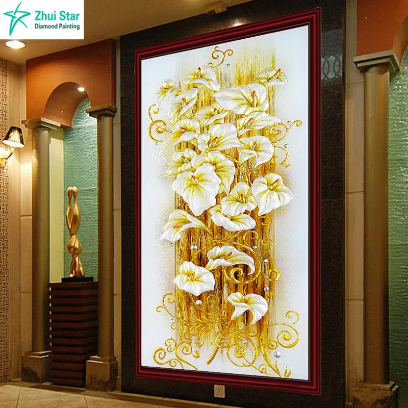 Картина 5d &quotсделай сам&quot из страз вышивка крестиком Золотая Лилия алмазная