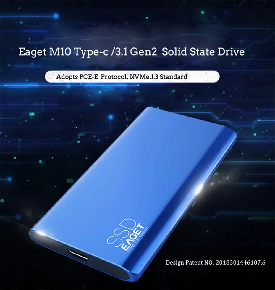 Eaget M10 внешний SSD 1 ТБ 512GB type-C 3,1 Gen2 Мобильный Внешний твердотельный накопитель высокоскоростной портативный SSD 1 ТБ жесткий диск