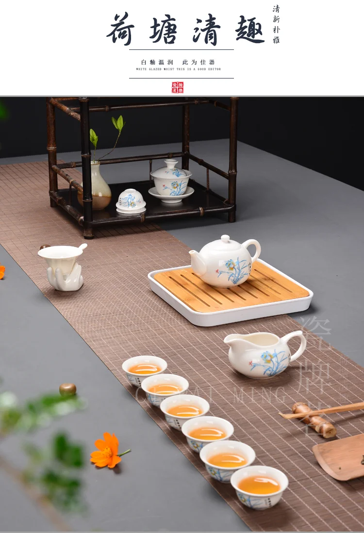 Китайский чайный сервиз Gaiwan голубой и белый фарфор Чайный набор кунг-фу Супница керамическая чашка для чая здоровье чайный горшок чайная чашка мастер чашки