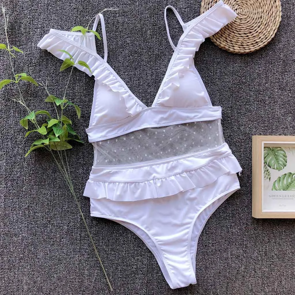 CHAMSGEND Women Sexy One Piece Swim Suits 2019 Summer Ruffles Bikini Push-Up Pad Swimwear Bathing Swimsuit Beachwear Ja8 |