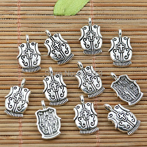 

64pcs tibetan silver cross pattern sheild coat design charms EF1937