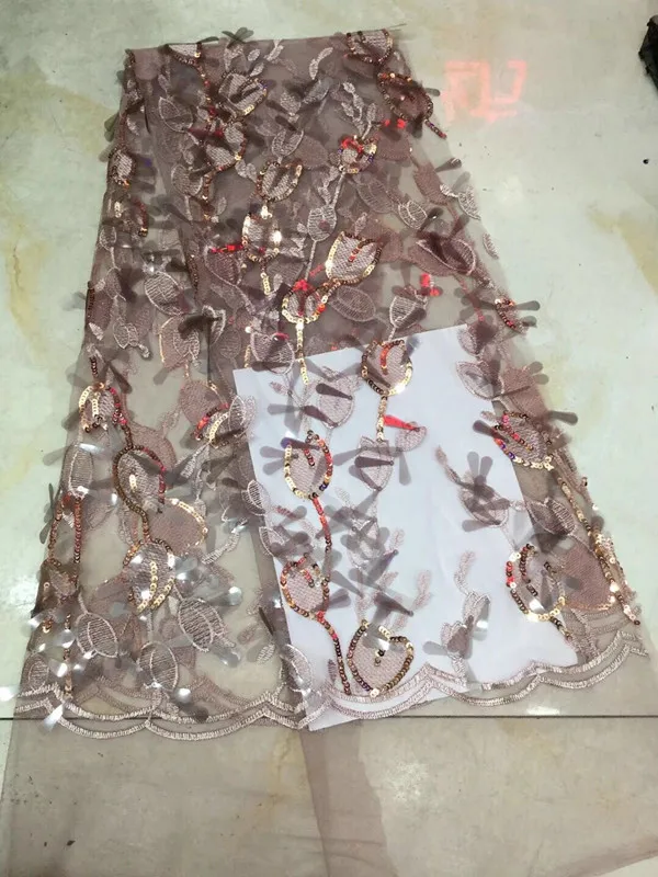 Синий Dentelle Tissu ткань для платья Отделка пайетками кружева аппликация вышитый