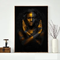 selflessly art wall art golden black women canvas painting wall pictures for living room golden girl decoration pictures unframe