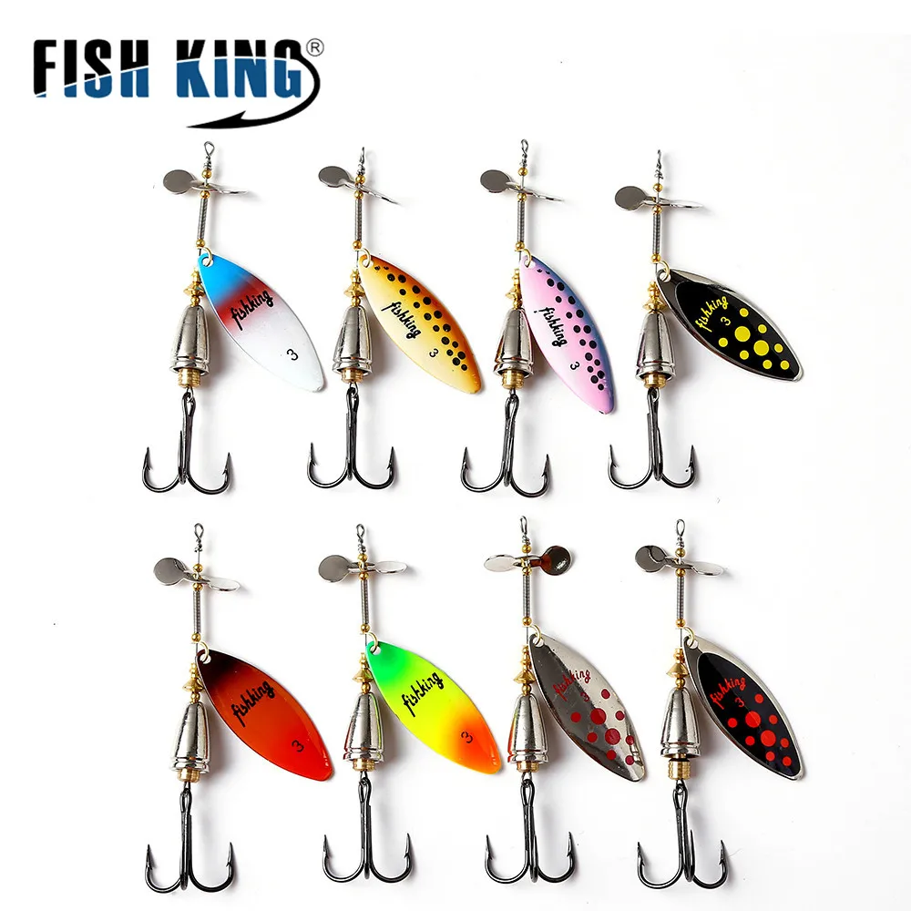 FISH KING 10 цветов длинная блесна из меди с лезвием Helieal и крючками приманка для ловли