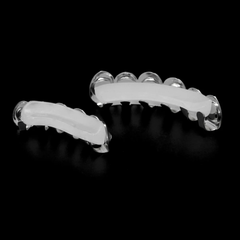 Стиль, хип-хоп, блестящие стразы, TeethGrillz, золотой, серебряный цвет, верхний нижний набор грилей, силиконовые Рождественские Зубы вампира