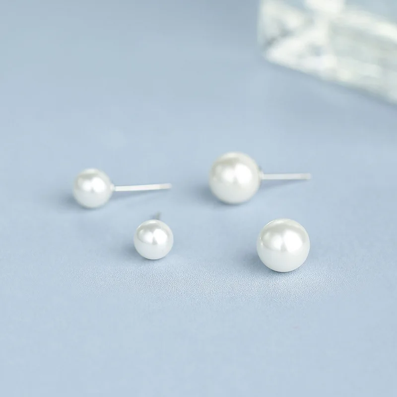 Женские жемчужные серьги пусеты Martick элегантные из серебра 925 пробы 6 мм/8 мм для