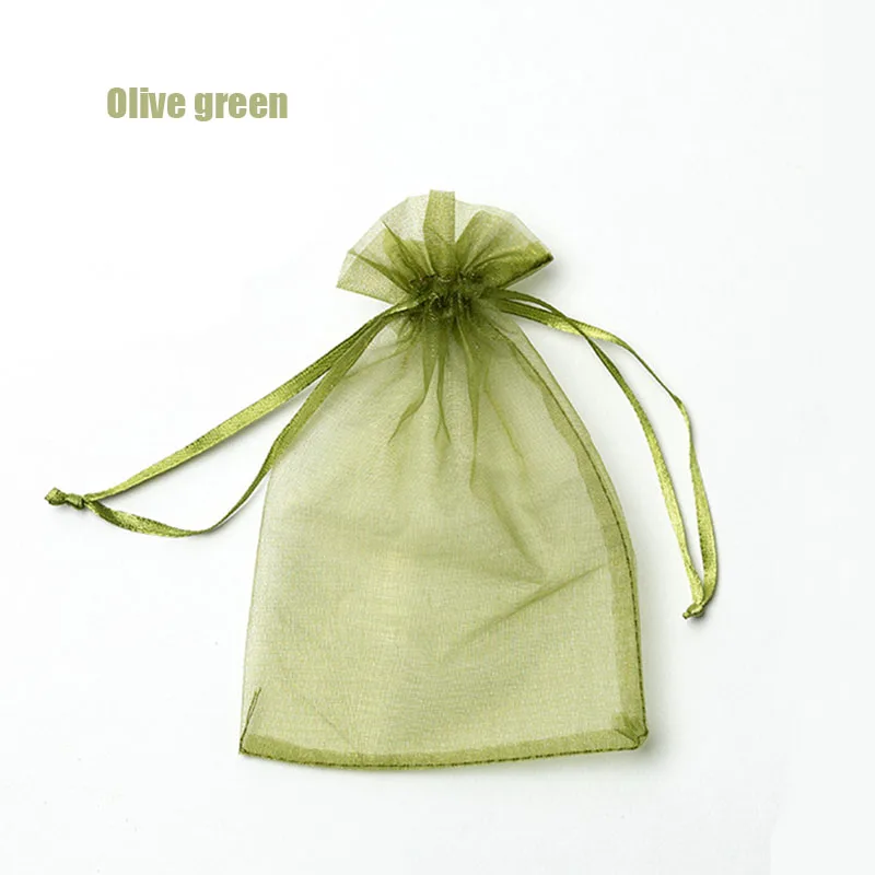 olive green RE 100 шт 22 цвета 7x9 9x12 см 10x15 13x18 см Свадебный Рождественский подарок растягивающиеся сумки из органзы для упаковки ювелирных изделий дисплей и чехлы 13 - Цвет: olive green
