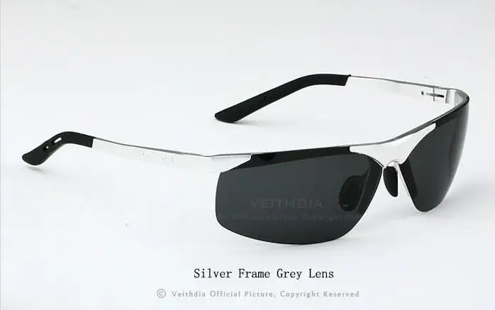 silver grey Veithdia, алюминиевый Магниевый сплав Для мужчин фирменные очки для вождения поляризованные солнечные очки Цвет пленка солнцезащитные очки без оправы - Цвет линз: silver grey
