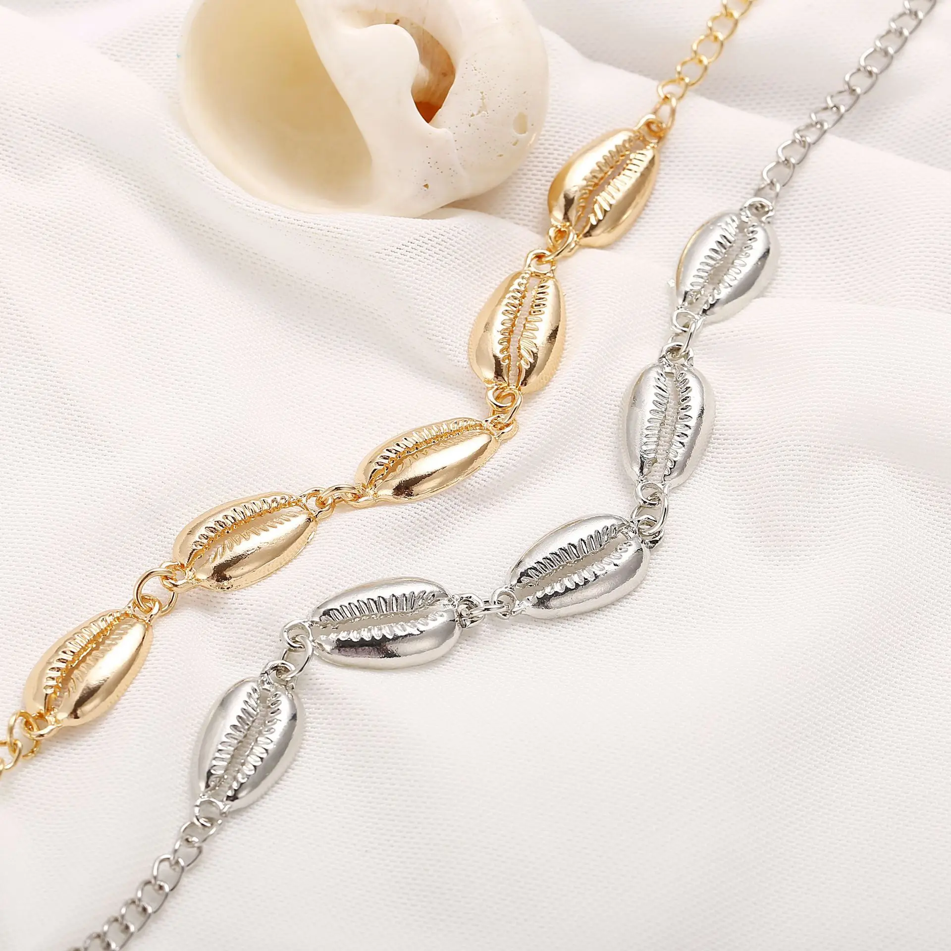 Золотой серебряный цвет морская раковина Пляжное ожерелье женские ожерелья и