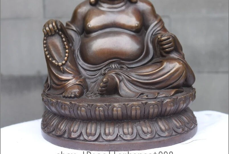 Китайская буддистская статуя Будды Maitreya из чистой бронзы и меди|Статуи