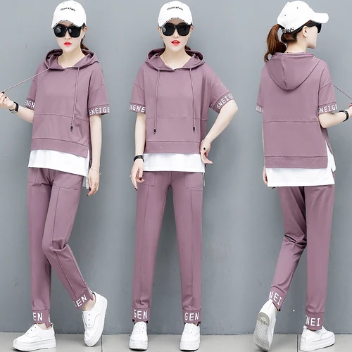 

Повседневная спортивная одежда, спортивный костюм для женщин, женский комплект из двух предметов, комплект из топа и брюк, женские спортивн...