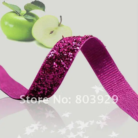 3/8&quot Glitter Velvet Ribbon Sparkle Shocking Pink Metallic | Дом и сад