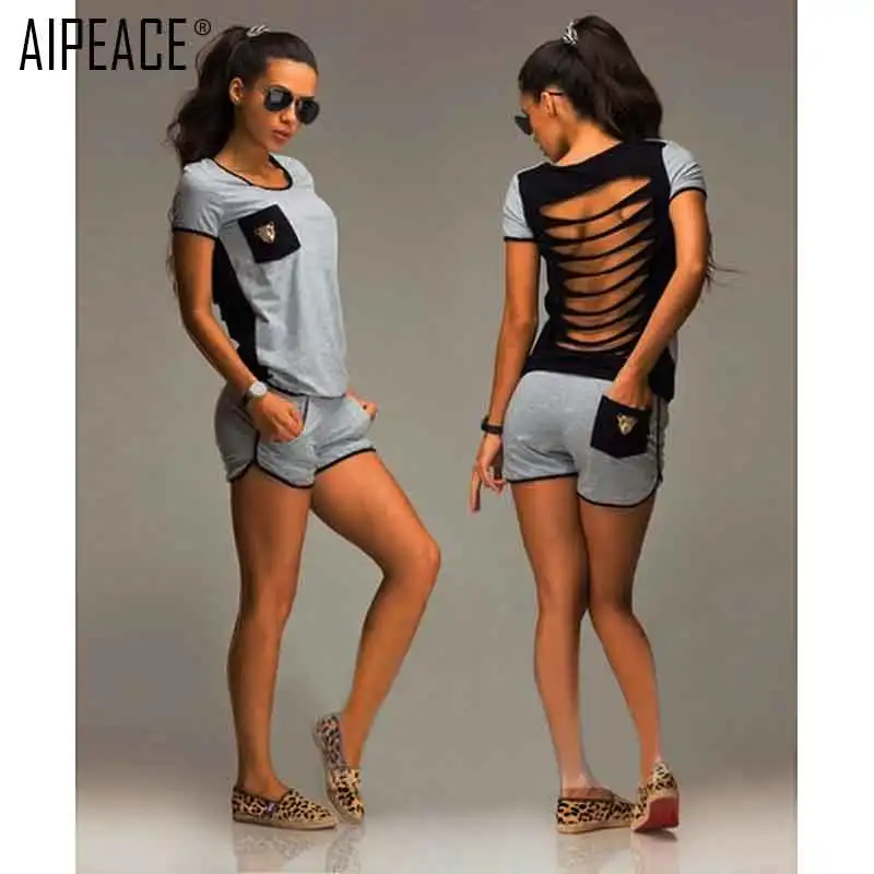 AIPEACE/женские модные повседневные костюмы из двух предметов женский хлопковый