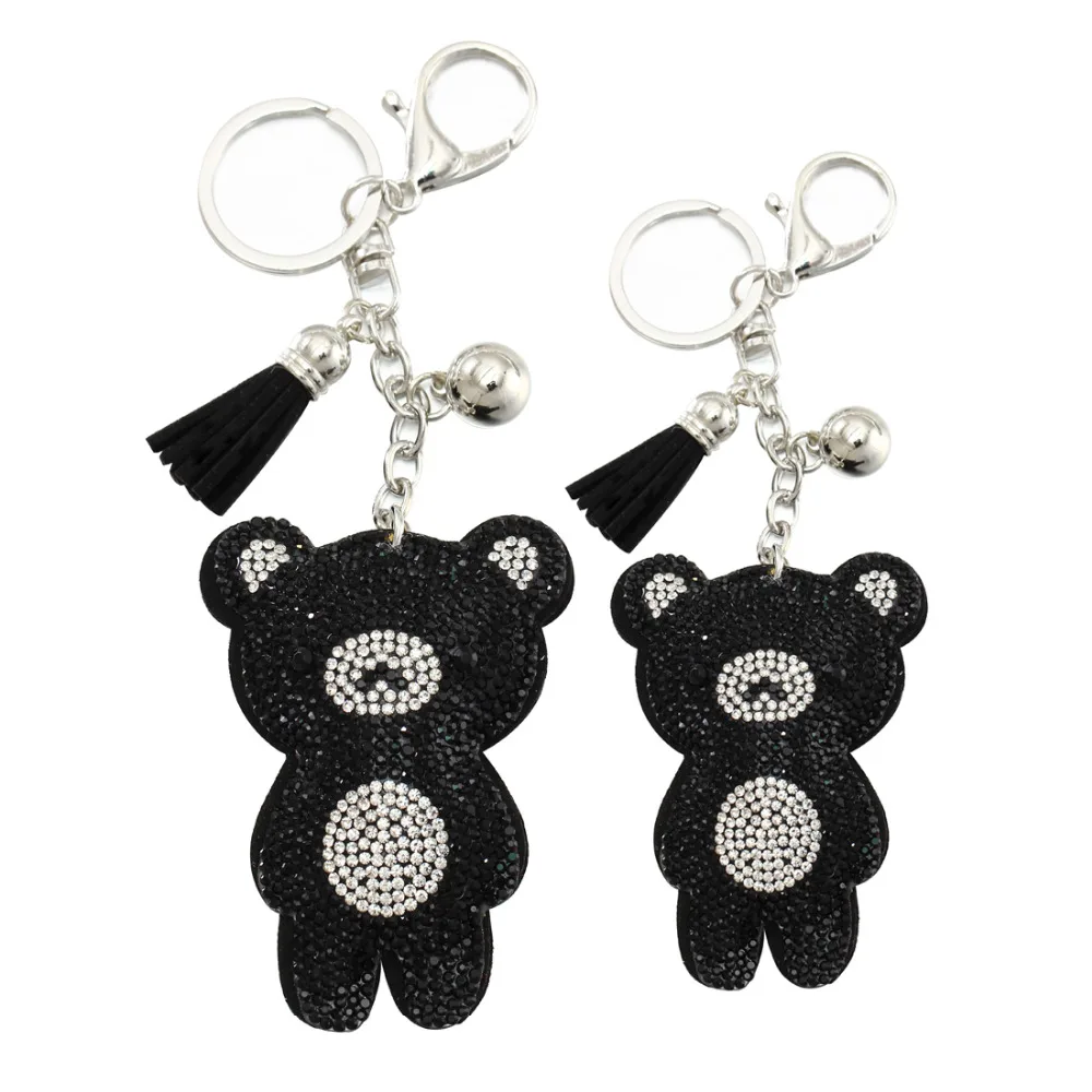 ZOSHI New Arrival PU Leather Keychain for Women Cute Rhinestone Bear Animal Pendant Key Chains Car Bag Gift |