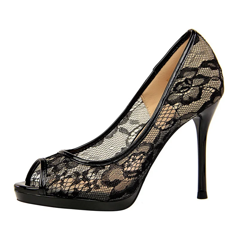 Женские туфли-лодочки с открытым носком Туфли на толстой резиновой подошве