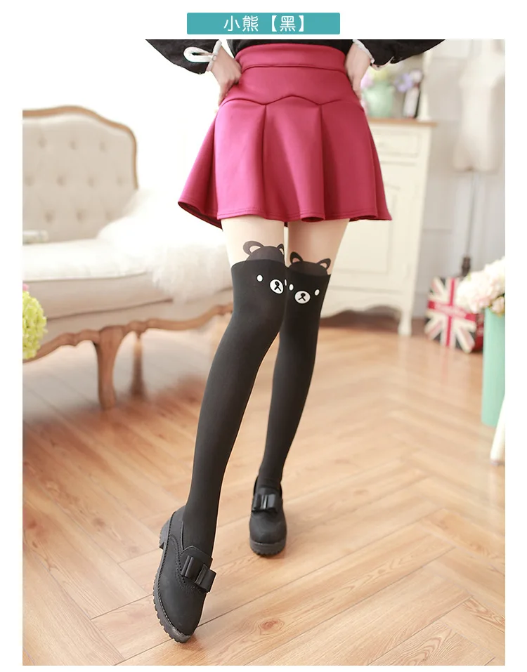 Модные женские колготки с изображением японского кота красивые сексуальные