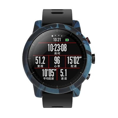 Hangrui камуфляжная Защита Чехол для Xiaomi Huami Amazfit Stratos 2 Смарт часы противоударный корпус для Amazfit Stratos 2 Рамка - Цвет: Camouflage Blue Case
