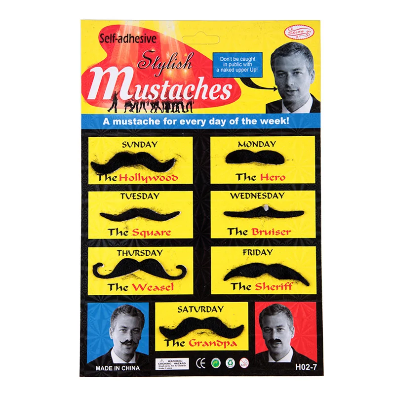 Mustache-B-7PCS 12 шт. забавные поддельные усы Хэллоуин косплей вечерние украшения Необычные Поддельные черные бороды мексиканские вечерние украшения для детей и взрослых - Цвет: Mustache-B-7PCS