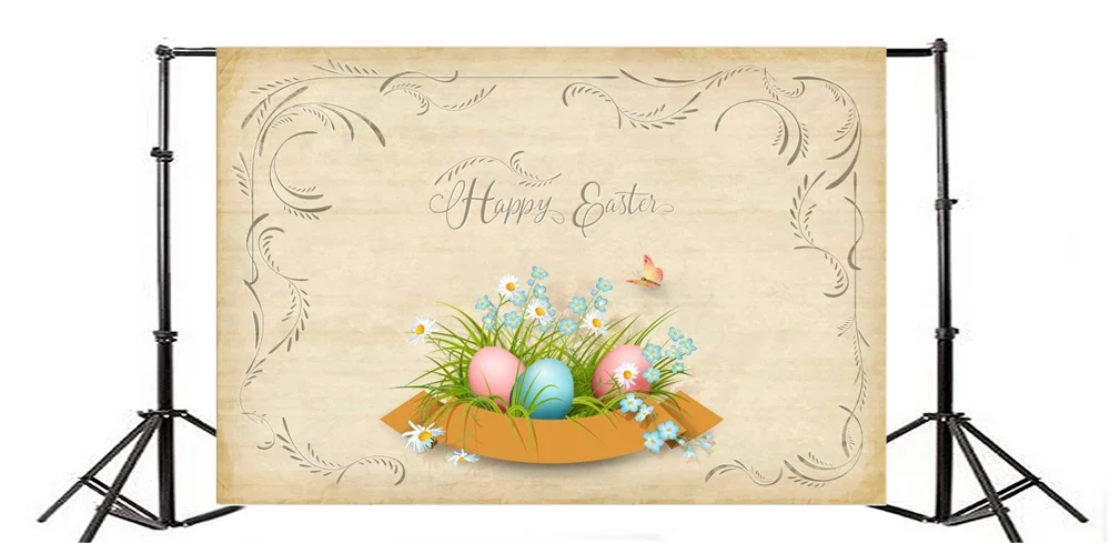 Laeacco Easter Eggs Flower Wooden Board Pattern Photography Backgrounds Customized Vinyl Photographic Backdrops For Photo Studio |