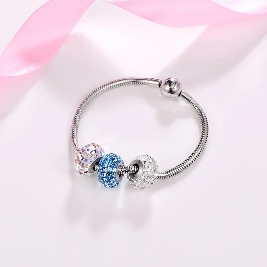 Браслет с круглыми бусинами Сваровски кристаллами | Украшения и аксессуары