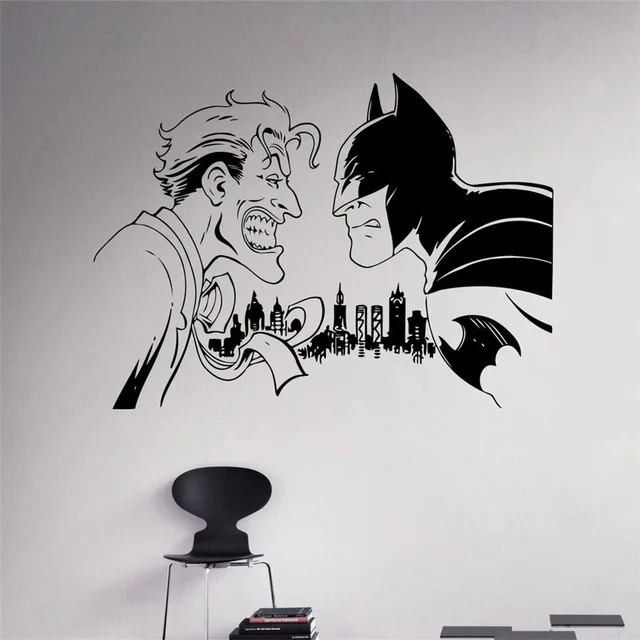 Бэтмен против Джокера Наклейка на стену комиксы супергерой виниловые наклейки