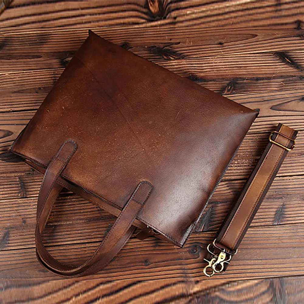 Новейший дизайн мужской портфель из натуральной кожи сумка тоут для ноутбука