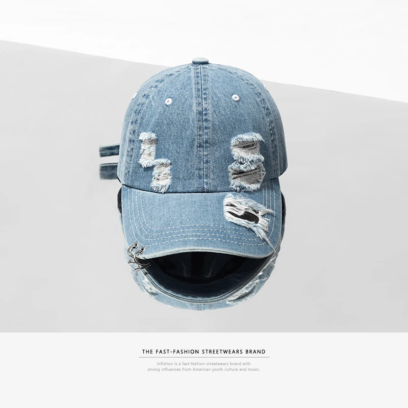 INFLATION Denim рваные поврежденные повседневные бейсболки модная уличная мужская